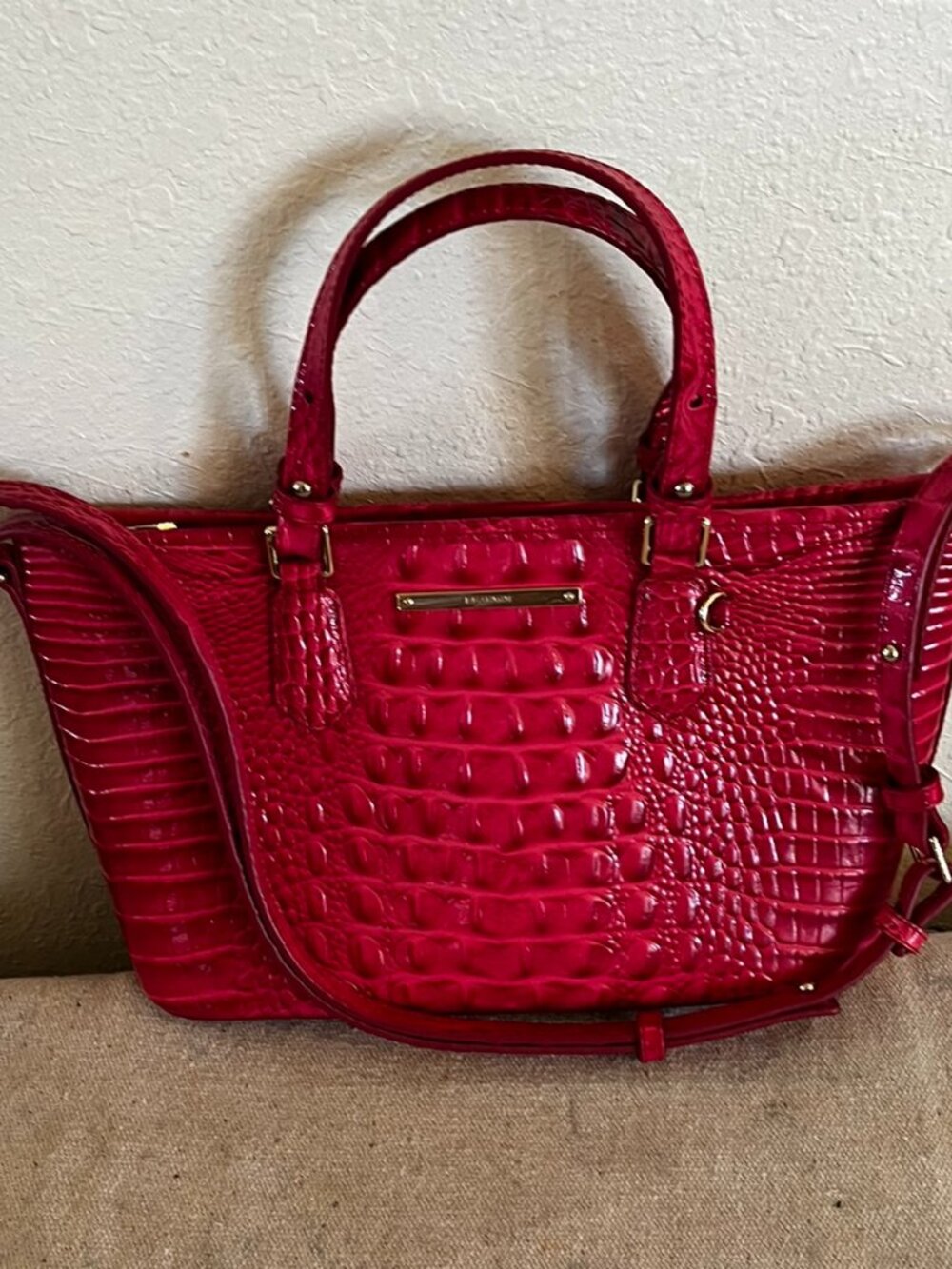 Brahmin Red Leather Mini Asher Crossbody/Hand Bag